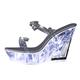 Platform Sandals for Women Luminous Diamond High Heel Shoes Luminous Wedge Heel Women Shoes Sexy Women High Heel Shoes S Womens Sandals (Silver, 6)