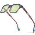 Matte Acetate Sunglasses Men Colorful Retro Trendy Square Sun Glasses UV400 Women Shades,Matte Gray Green,One size
