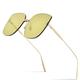 MUTYNE Oversize Rimless Sunglasses Women Luxury Fashion Alloy Sun Glasses Men with Nylon Lens,yellow,One size