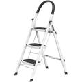 MCZY Telescoping Ladder, Multipurpose Step Ladder Non-Slip Pedal Folding 3 Or 4 Steps Ladders Garden Building Safety Ladder Stepladder (Color : White, Size : 3 steps) surprise gift