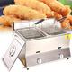 Stainless Steel LPG Fryer With Temperature Control And Removable Oil Basket, Countertop Gas Fryer For Home And Commercial, for Restaurant Family (Double)