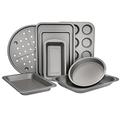 KitchenCraft Non-Stick Baking and Cooking Set, 8-Piece Bakeware Set Including Loaf Tin, Round Cake Tin, Baking Trays, Pizza Pan and Muffin Tray, Carbon Steel, Gift Boxed, One Size, Grey