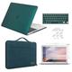 MacBook Air 13 Inch Case 2010-2017 Release Model A1369/A1466 Bundle 5 in1, iCasso Hard Plastic Case, Sleeve, Screen Protector, Keyboard Cover & Dust Plug Compatible Old MacBook Air 13” - Dark Cyan
