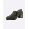 Hochfrontpumps HEINE, Damen, Gr. 37, grau (anthrazit), Leder, Rindsleder, Veloursleder, modisch, Schuhe