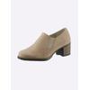 Hochfrontpumps HEINE, Damen, Gr. 39, grau (taupe), Leder, Rindsleder, Veloursleder, modisch, Schuhe
