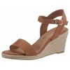 Keilsandalette TAMARIS, Damen, Gr. 42, braun (cognac), Textil, modisch, Schuhe, Sommerschuh, Sandale, Keilabsatz, mit verstellbarem Riemchen