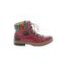 Rieker Ankle Boots: Burgundy Fair Isle Shoes - Women's Size 41