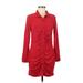 No Boundaries Casual Dress - Shirtdress: Red Dresses - Women's Size Large