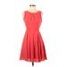 Express Casual Dress - Party Crew Neck Sleeveless: Red Print Dresses - Women's Size 0