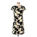 Julie Brown Casual Dress - Mini High Neck Short sleeves: Black Floral Dresses - Women's Size P