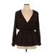 City Chic Casual Dress - Mini V-Neck Long sleeves: Brown Polka Dots Dresses - New - Women's Size 14 Plus