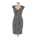 White House Black Market Casual Dress - Sheath V Neck Sleeveless: Gray Dresses - Women's Size 10