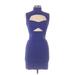 Herve Leger Cocktail Dress - Party High Neck Sleeveless: Blue Print Dresses - New - Women's Size Medium