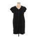 Eddie Bauer Casual Dress - Shift V Neck Short sleeves: Black Print Dresses - Women's Size X-Large