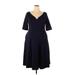 City Chic Casual Dress - A-Line V Neck 3/4 sleeves: Blue Print Dresses - Women's Size 18 Plus