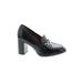 27 EDIT Heels: Loafers Chunky Heel Classic Black Print Shoes - Women's Size 5 - Almond Toe
