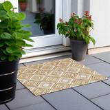 White/Yellow 30 x 20 x 0.19 in Area Rug - Langley Street® Malek Indoor/Outdoor Area Rug w/ Non-Slip Backing | 30 H x 20 W x 0.19 D in | Wayfair