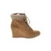 Faded Glory Ankle Boots: Combat Wedge Boho Chic Tan Shoes - Women's Size 10 - Round Toe