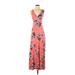 Old Navy Cocktail Dress - A-Line Plunge Sleeveless: Orange Print Dresses - Women's Size X-Small
