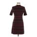 Topshop Casual Dress - Mini: Burgundy Stripes Dresses - Women's Size 8