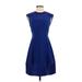 Rebecca Taylor Cocktail Dress - A-Line: Blue Solid Dresses - Women's Size 2