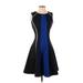 DKNY Casual Dress - A-Line High Neck Sleeveless: Blue Dresses - New - Women's Size X-Small