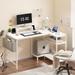 17 Stories Versatile L-Shaped Desk w/ Ample Storage & Convenient Features For Modern Office & Home Use Wood/Metal in White | Wayfair