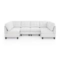 Brown Sectional - House of Hampton® U-Shape DIY Combination Modular Sectional Sofa, Includes 4 Single Chair & 2 Corner Chenille/Upholstery | Wayfair