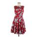 Tommy Hilfiger Casual Dress - Fit & Flare: Red Paisley Dresses - Women's Size 6