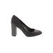 Libby Edelman Heels: Slip On Chunky Heel Glamorous Gray Solid Shoes - Women's Size 8 1/2 - Round Toe