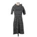 Apt. 9 Casual Dress - Sweater Dress Mock Short sleeves: Gray Marled Dresses - Women's Size Small