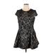 Sandra Darren Casual Dress: Black Brocade Dresses - Women's Size 14