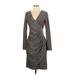 DKNY Cocktail Dress - Wrap V Neck Long sleeves: Gray Dresses - Women's Size 4