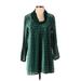 Soft Surroundings Casual Dress - Shift Cowl Neck Long sleeves: Green Print Dresses - Women's Size Small