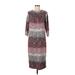 New York & Company Casual Dress - Sweater Dress: Burgundy Acid Wash Print Dresses - Women's Size Large Tall