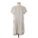 Cloth & Stone Casual Dress - Shift High Neck Short sleeves: Ivory Print Dresses - Women's Size X-Small