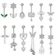 Tulip Lotus Flower-shape Belly Button Piercing 14G Butterfly Crystal Curved Navel Piercing Nombril