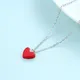 Foydjew Silvery Small Red Heart Necklaces Female Heart Red Peach Heart Girl Heart Clavicle Chain