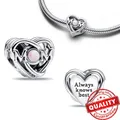 Classic 925 Sterling Silver Openwork Mom Heart Charm Fit Pandora Original Bracelet for Mother's Day