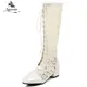 Sgesiver Fashion Lace Flower Women Sandals Thick Heel Square Toe Mid-calf Boots Female Footwear 2018