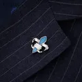 Lepton Fleur De Lis Cufflinks Blue Fleur-De-Lis Brooch Gift For Men Father's