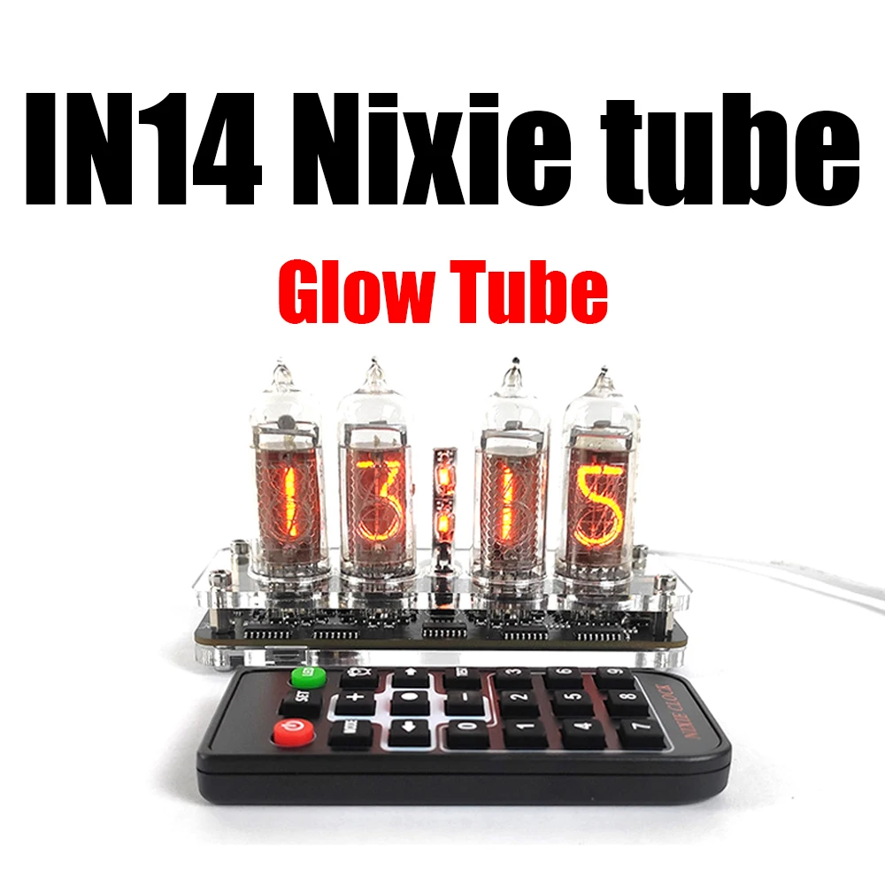 4-stellige IN14 Nixie Tube IN-14 Glow Tube Uhr Basis W TYPE-C USB POWER Kabel Digitalanzeige Uhr Premium Version W Fernbedienung Image