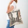 Borse Shopper da donna con doppia stampa New Yorker borsa da donna Tote da supermercato borsa per la