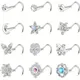 Drperfect 20G Stainless Steel Nose Rings Stud for Women Screw L Shaped Nose Studs Cubic Zirconia