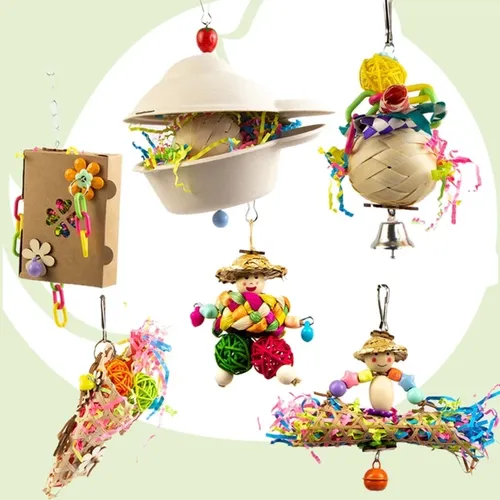 Vogel-Kaupapier/Rattan-Spielzeug kleiner Papagei hängendes Papageien-Molar-Spielzeug für Käfig