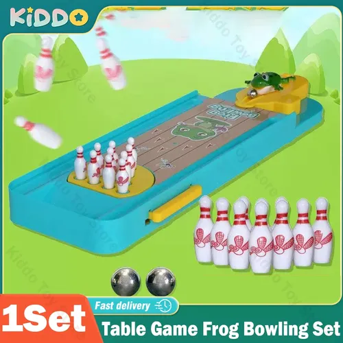 Cartoon Mini Bowling Set Spielzeug Tischs piel Frosch Bowling Kinderspiel zeug Party Tisch