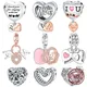 925 Sterling Silver love mom family daisy pendant Charms Beads Fit Pandora Original Bracelets Fine