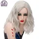 MSIWIGS-Perruques Synthétiques Courtes Argentées Blanches pour Femme Cosplay Party Bob Middle Line