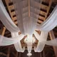 Draperies de Plafond Blanches en Tissu de Gaze Rideau en Tulle pour ix Cérémonie Scène