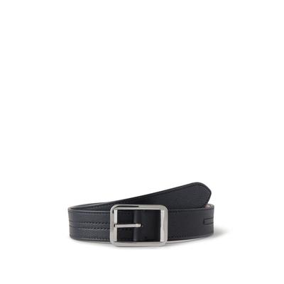 Stitched Reversible Belt In Black Silky Calf - Bla...